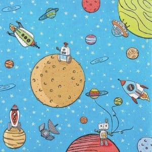 A pack of 12 by 12 inch German Decoupage Napkins ( 5 pcs ) - Up in Space