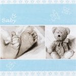 A pack of 12 by 12 inch German Decoupage Napkins ( 5 pcs )  - Sweet Baby Boy