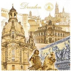 A pack of 12 by 12 inch German Decoupage Napkins ( 5 pcs ) - Dresden