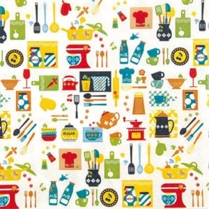 A pack of 12 by 12 inch German Decoupage Napkins ( 5 pcs ) - Kitchen Mix