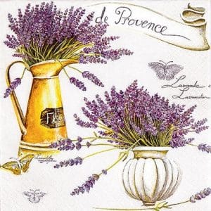 A pack of 12 by 12 inch German Decoupage Napkins ( 5 pcs ) - Provence Lavendar