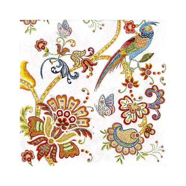 A pack of 12 by 12 inch German Decoupage Napkins ( 5 pcs ) - Embroidery Flowers