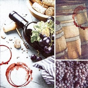 A pack of 12 by 12 inch German Decoupage Napkins ( 5 pcs ) - Red Wine