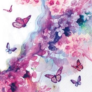 A pack of 12 by 12 inch German Decoupage Napkins ( 5 pcs ) - Dreamy Butterflies