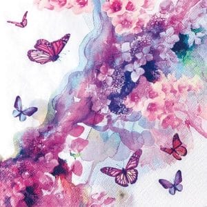 A pack of 12 by 12 inch German Decoupage Napkins ( 5 pcs ) - Dreamy Butterflies