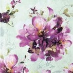 A pack of 12 by 12 inch German Decoupage Napkins ( 5 pcs )  - Purple Blooms