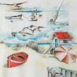 A pack of 12 by 12 inch German Decoupage Napkins ( 5 pcs )  - Sea Breeze