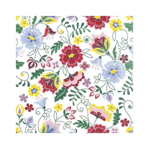 A pack of 12 by 12 inch German Decoupage Napkins ( 5 pcs ) - Stitched Flowers