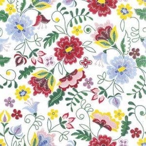 A pack of 12 by 12 inch German Decoupage Napkins ( 5 pcs ) - Stitched Flowers