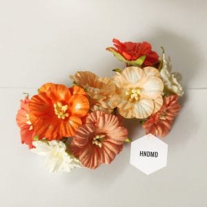 Mulberry Simple Poppy Flowers - Shades of Orange (Pack of 10)