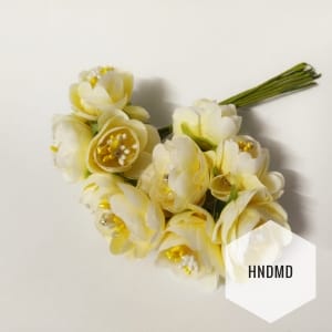 Fabric Flowers - Light Yellow (Pack of 12)