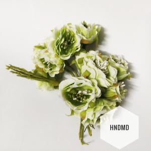 Fabric Flowers - Light Green (Pack of 12)