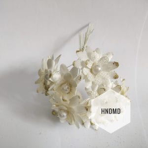 Fabric Glitter Flowers - Cream (Pack of 12)