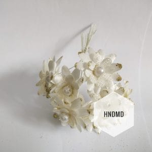 Fabric Glitter Flowers - Cream (Pack of 12)