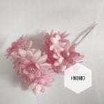 Fabric Glitter Flowers - Baby Pink (Pack of 12)