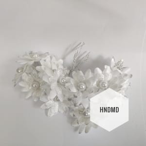 Fabric Glitter Flowers - White (Pack of 12)