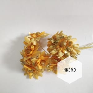 Fabric Glitter Flowers - Yellow (Pack of 12)