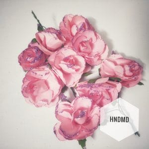 Glitter Paper Flowers - Dark Pink (Pack of 24 flowers)