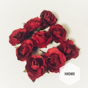 Glitter Paper Flowers - Red (Pack of 24 flowers)