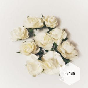 Glitter Paper Flowers - Cream (Pack of 24 flowers)