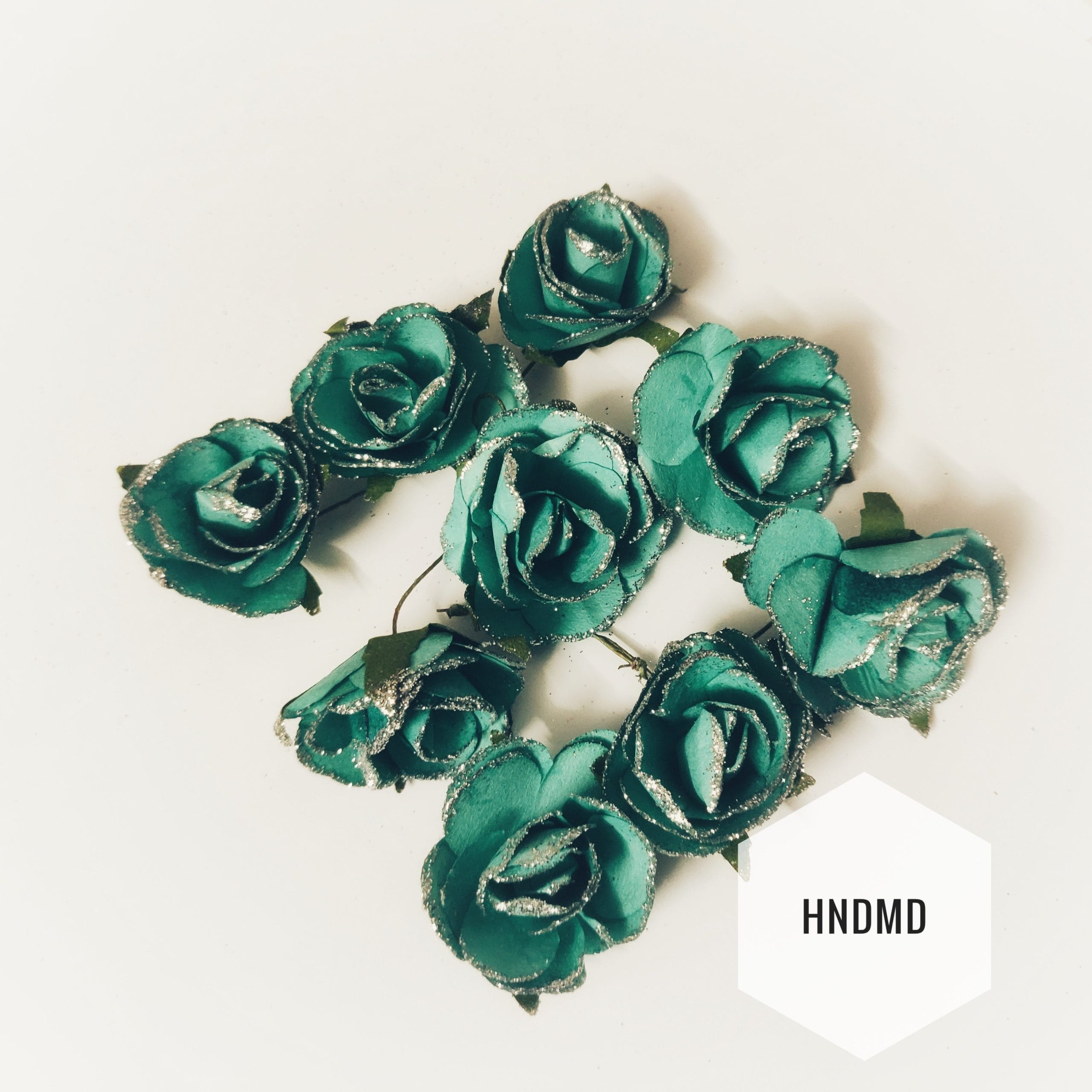 Glitter Paper Flowers - Teal (Pack of 24 flowers) paper flowers CAMR412 scaled Glitter Paper Flowers - Teal (Pack of 24 flowers)