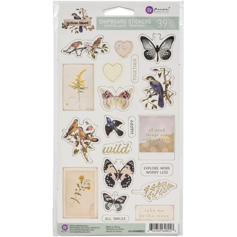 Prima Marketing Nature Lover Chipboard Stickers 39/Pkg