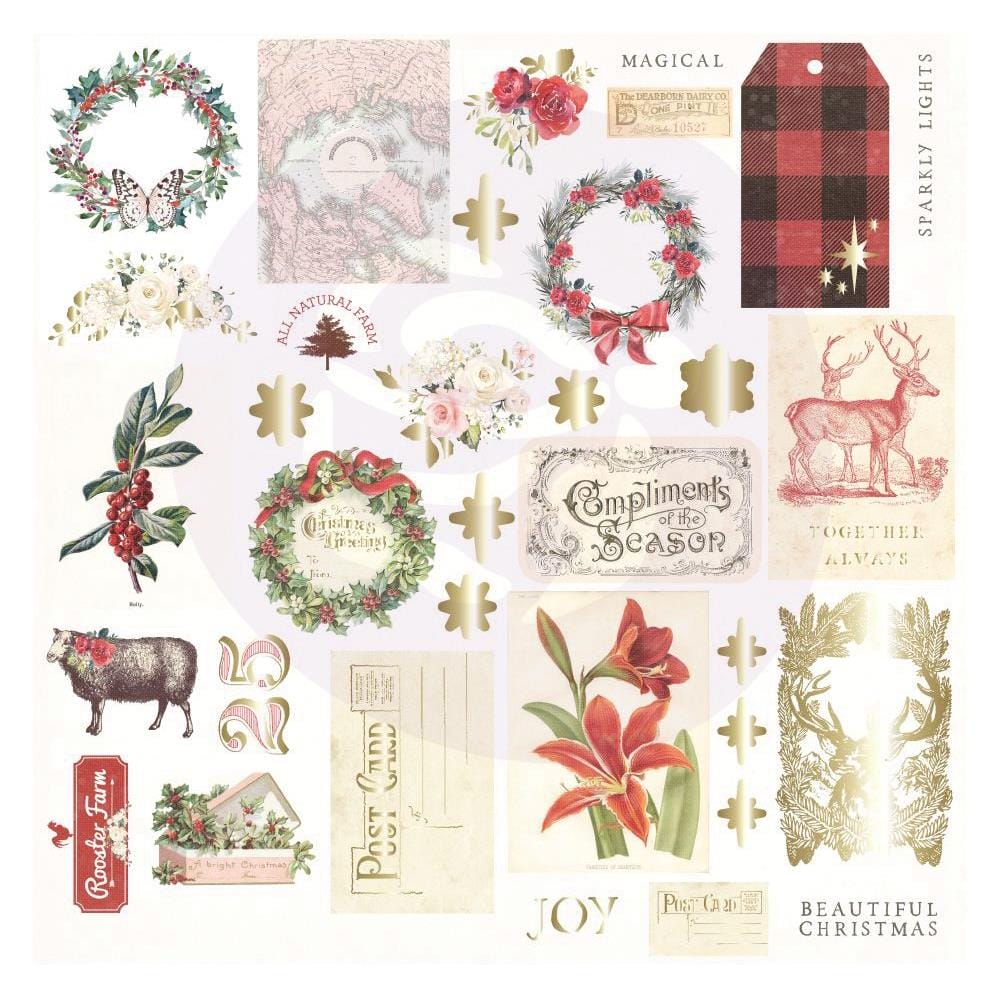 Prima Christmas In The Country Cardstock Ephemera 34/Pkg