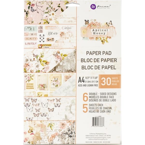 Prima Marketing Double-Sided A4 Paper Pad - Apricot Honey (30 sheets)