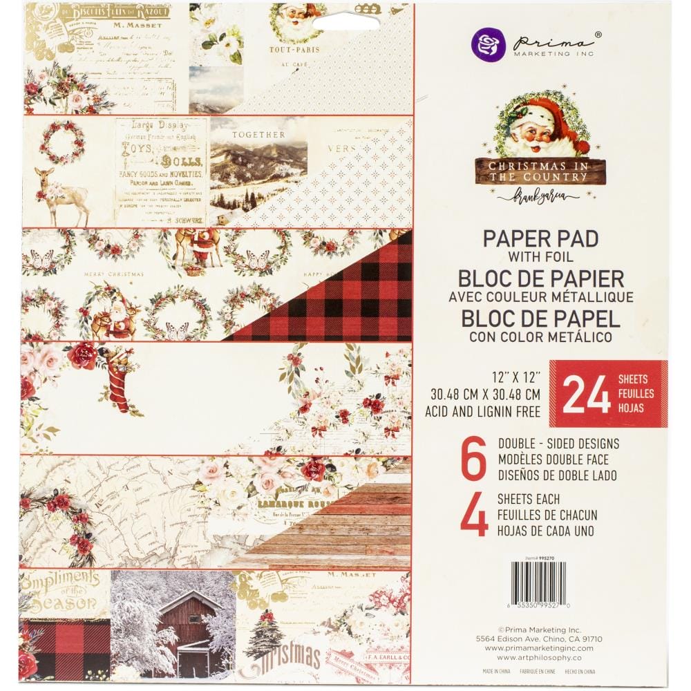 Prima - Christmas in the Country - 12x12 Paperpack (24 double sided sheets)