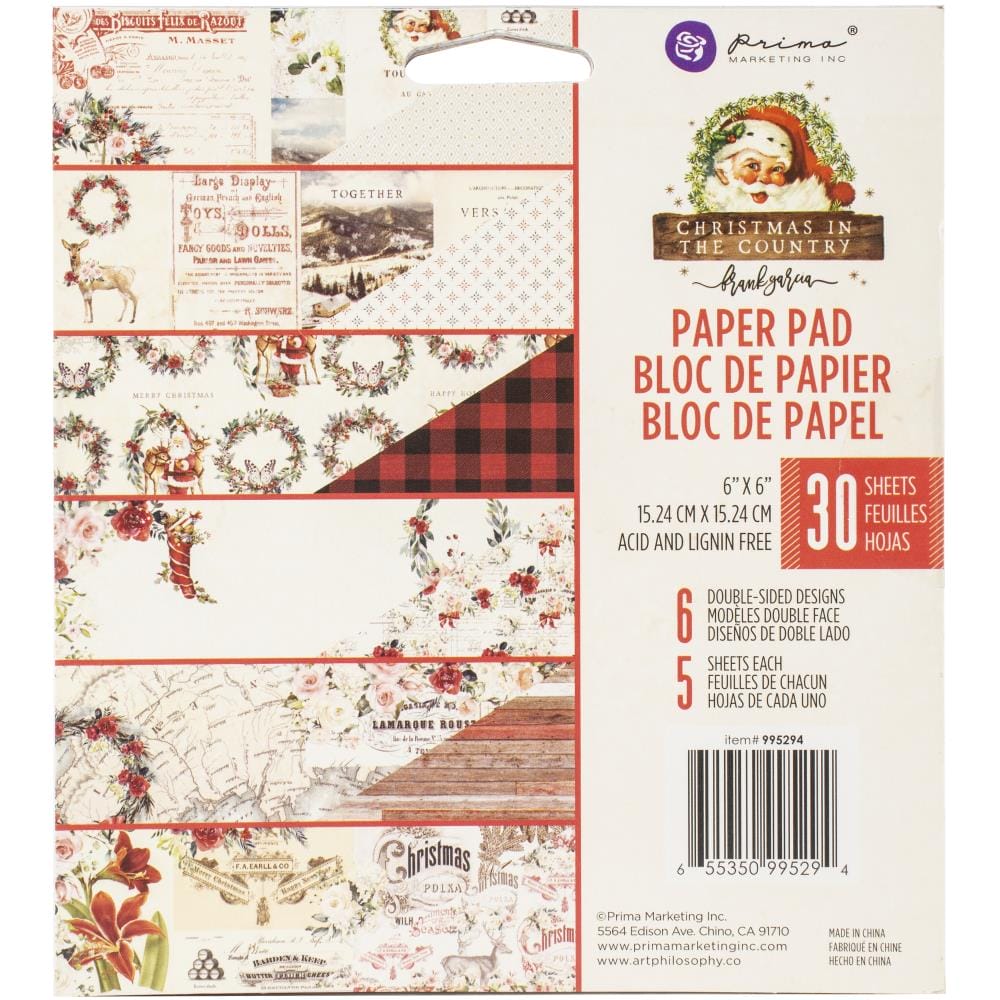 Prima Marketing Double-Sided Paper Pad 6"X6" 30/Pkg - Christmas In The Country