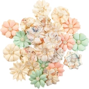 Prima Marketing Lovely Peaches Mulberry Paper Flowers 24/Pkg