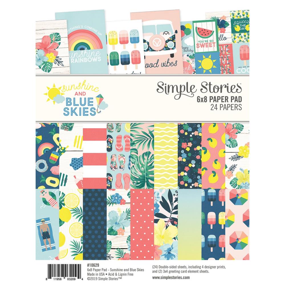 Simple Stories Double-Sided Paper Pad - Sunshine and Blue Skies (6"X8" 24/Pkg) simple Stories paper pack blue skies Simple Stories Double-Sided Paper Pad - Sunshine and Blue Skies (6"X8" 24/Pkg)