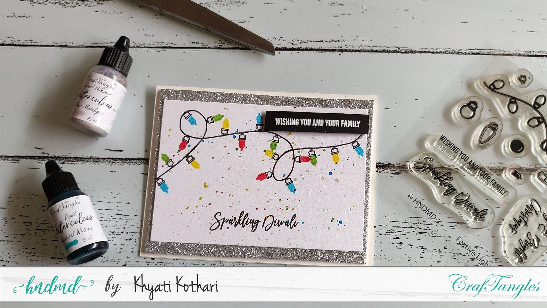 CrafTangles Photopolymer Stamps - Festive Lights CAS Christmas light Card 1 CAS_Christmas_light_Card_1