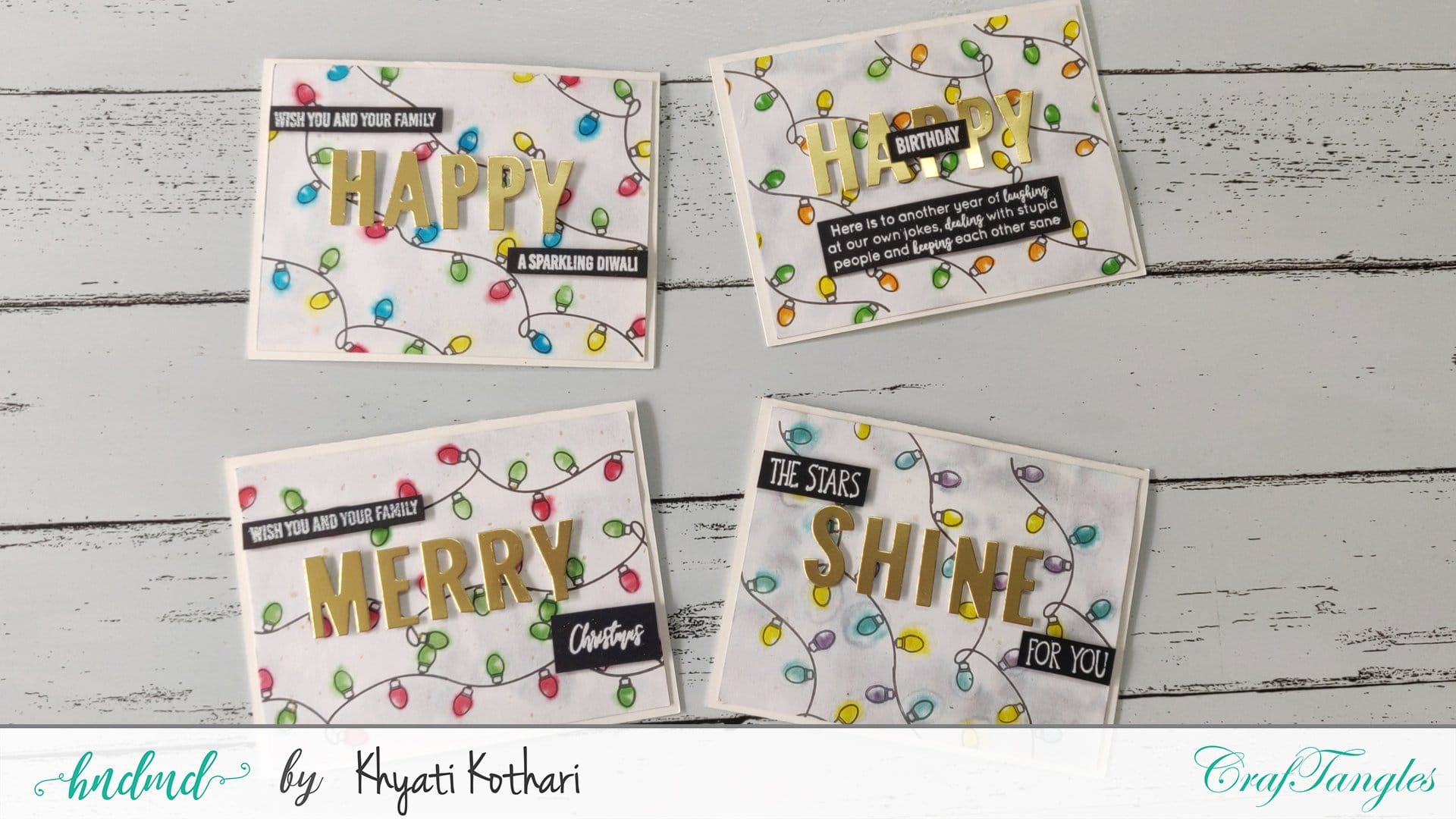 CrafTangles Photopolymer Stamps - Festive Lights Colorful Festive Cards 1 Colorful-Festive-Cards-1