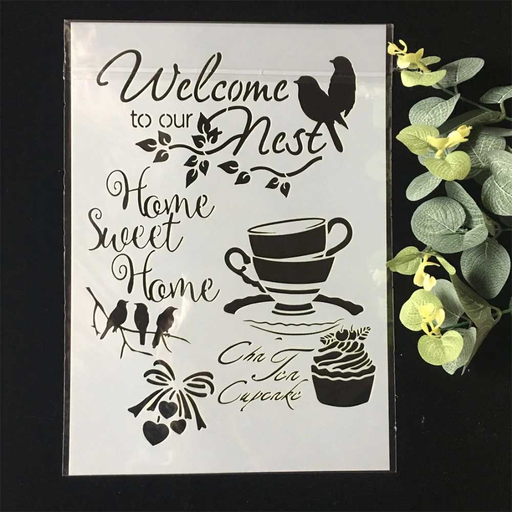 Stencil - Welcome to our Nest (A4 size) MB A4 Stencil 14 Stencil - Welcome to our Nest (A4 size)