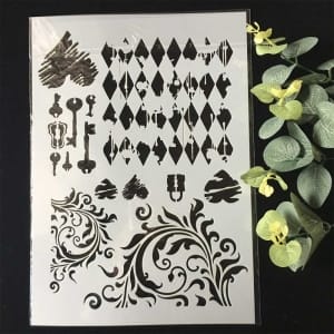 Stencil - Vintage Flourish and Keys (A4 size)