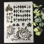 Stencil - Vintage Flourish and Keys (A4 size)