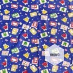 Printed Fabric - Baby Icons with blue background