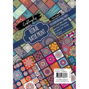 CrafTangles Decoupage Paper Pack  - Floral Batik Print (A4) - 4 sheets