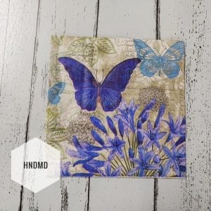 A pack of 12 by 12 inch Decoupage Napkins / Decoupage Tissues (5 pcs) - Blue Butterflies