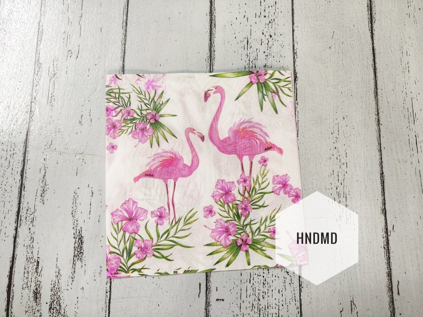A pack of 12 by 12 inch Decoupage Napkins / Decoupage Tissues (5 pcs) - Pink Flamingos