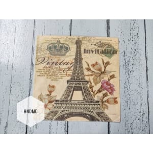 12 by 12 inch Decoupage Napkins / Decoupage Tissues (5 pcs) - Vintage Eiffel tower with flowers