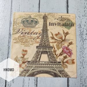 12 by 12 inch Decoupage Napkins / Decoupage Tissues (5 pcs) - Vintage Eiffel tower with flowers