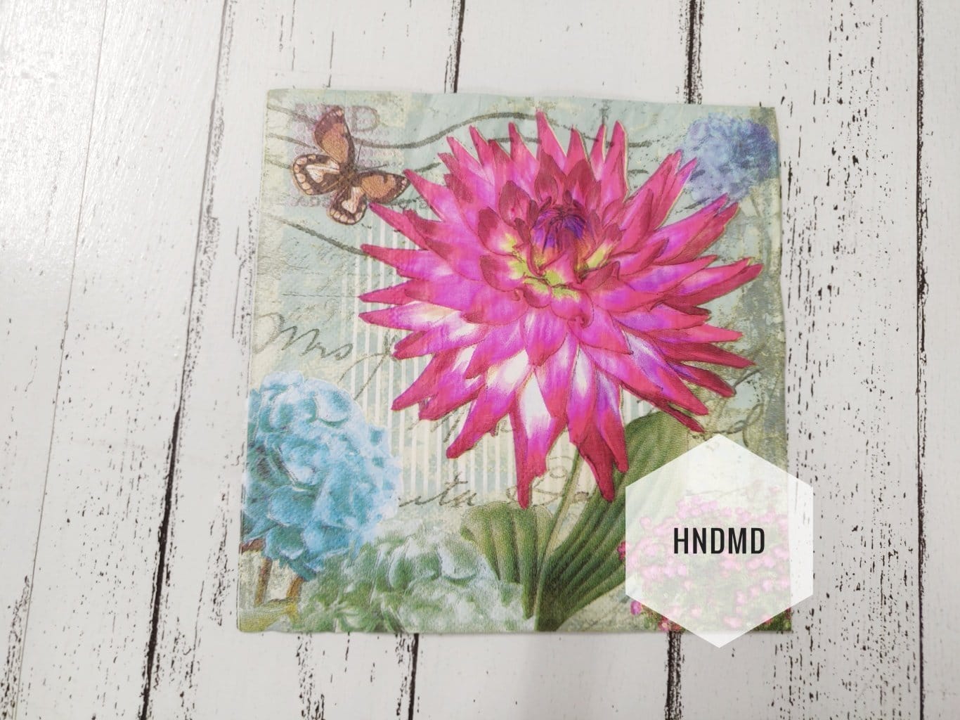 A pack of 12 by 12 inch Decoupage Napkins / Decoupage Tissues (5 pcs) - Pop of Flowers