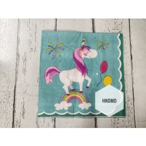 A pack of 12 by 12 inch Decoupage Napkins / Decoupage Tissues (5 pcs) - Unicorn with blue background