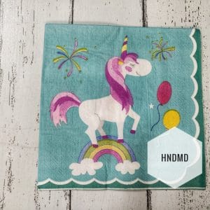 A pack of 12 by 12 inch Decoupage Napkins / Decoupage Tissues (5 pcs) - Unicorn with blue background