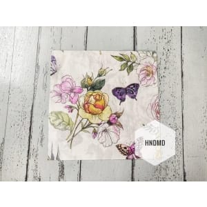 A pack of 12 by 12 inch Decoupage Napkins / Decoupage Tissues (5 pcs) - Sketched flowers