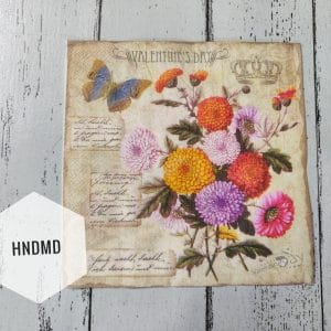 A pack of 12 by 12 inch Decoupage Napkins / Decoupage Tissues (5 pcs) - Vintage bouqet of flowers