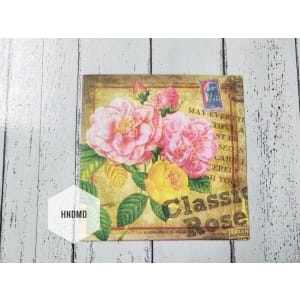 A pack of 12 by 12 inch Decoupage Napkins / Decoupage Tissues (5 pcs) - Classic Roses