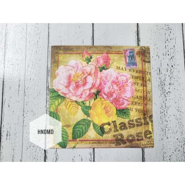 A pack of 12 by 12 inch Decoupage Napkins / Decoupage Tissues (5 pcs) - Classic Roses